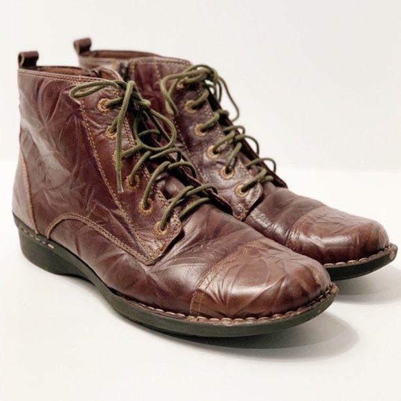 Scrunched Leather Combat Boots Womens 